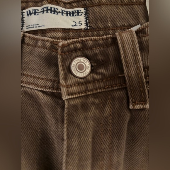 Free People We The Free Brown Xena High-Rise Slim Straight Leg Jeans Size 25 - Picture 9 of 15